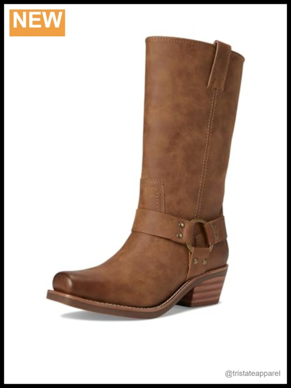 FRYE AND CO. Lorrie Harness 12 Women's Mid-Calf Pull-On Motorcycle Boots Vegan - Picture 6 of 6